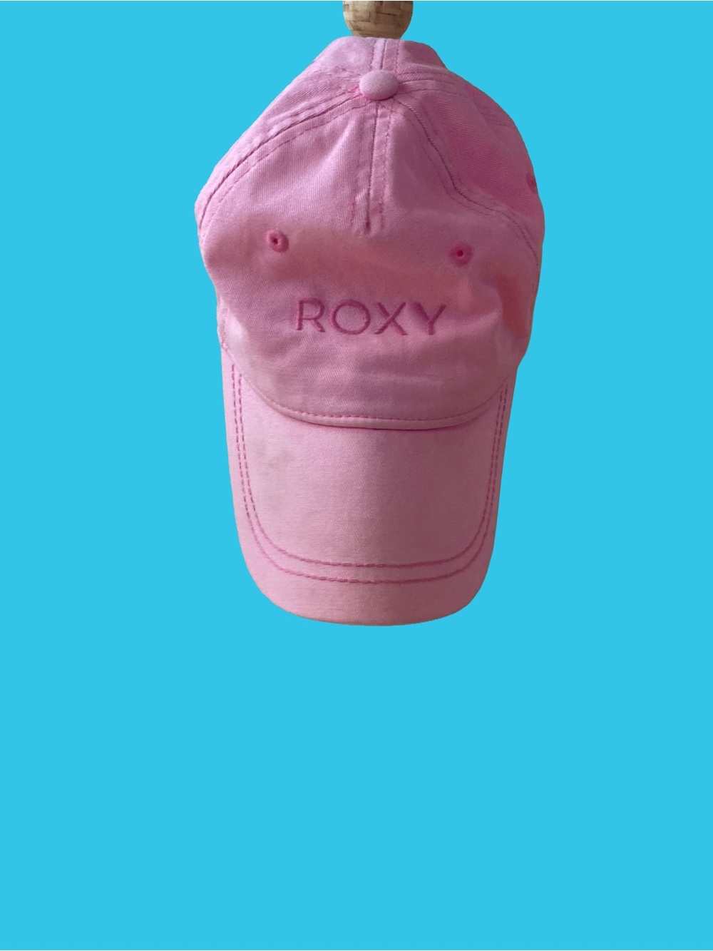 Roxy Pink Embroidered Logo Surf Baseball Cap Hat with Stitching Details